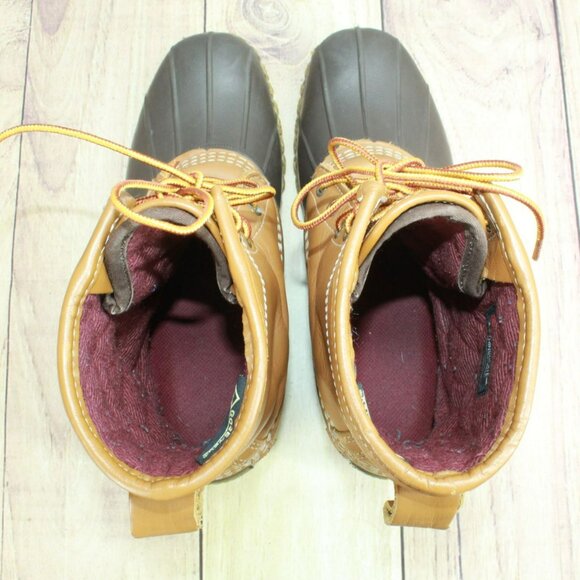 LL Bean Brown Leather 8" Lace Up Goretex Insulated Ankle Duck Boots Size 8 M - Picture 7 of 12